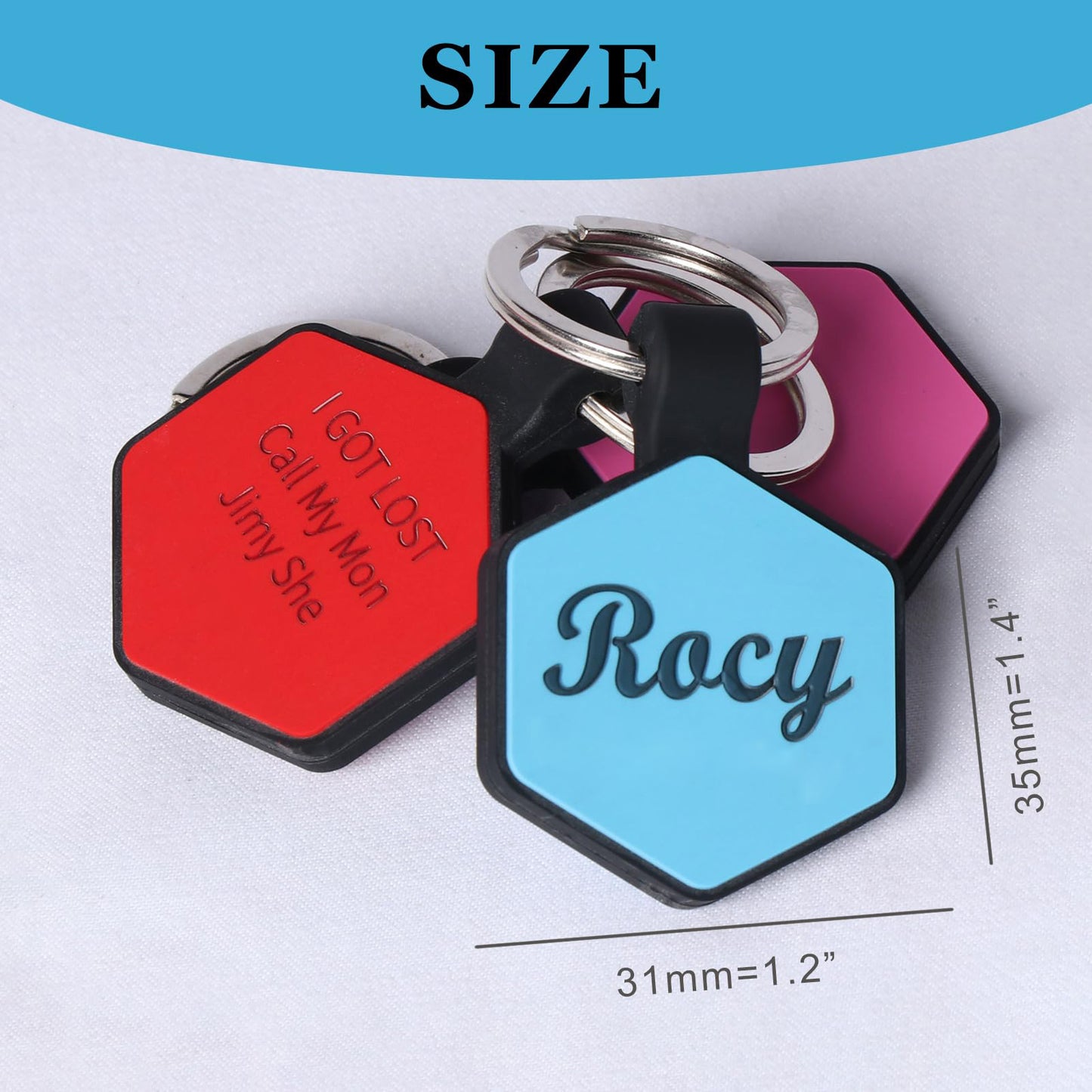 Hexagon Personalized Engraved Silicone Pet Tag