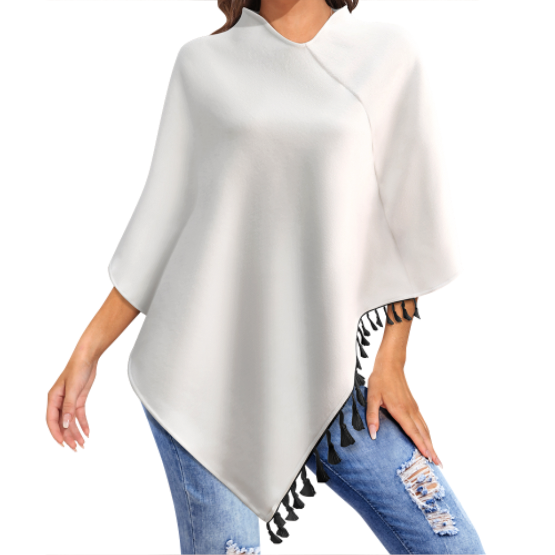 Custom Fringe-Trimmed Knit Cape