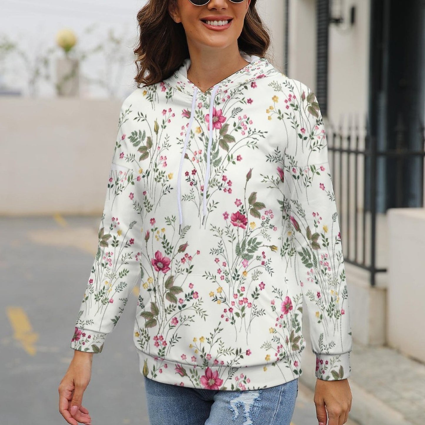 Custom Hooded Sweatshirt with Drop Shoulder Sleeves For Women