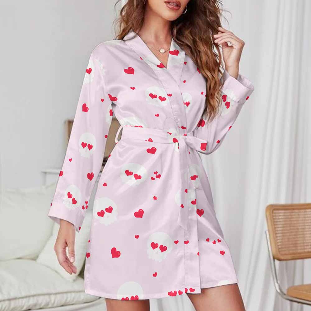 Custom Long Sleeve Belted Robe Nightwear For Women