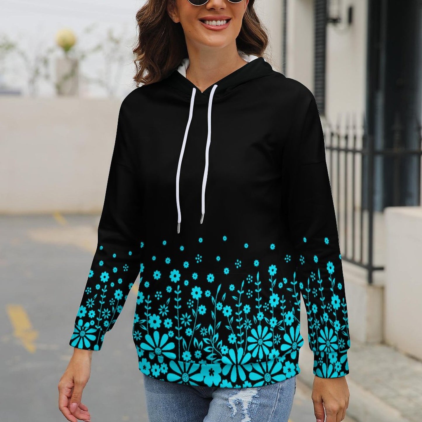 Custom Hooded Sweatshirt with Drop Shoulder Sleeves For Women