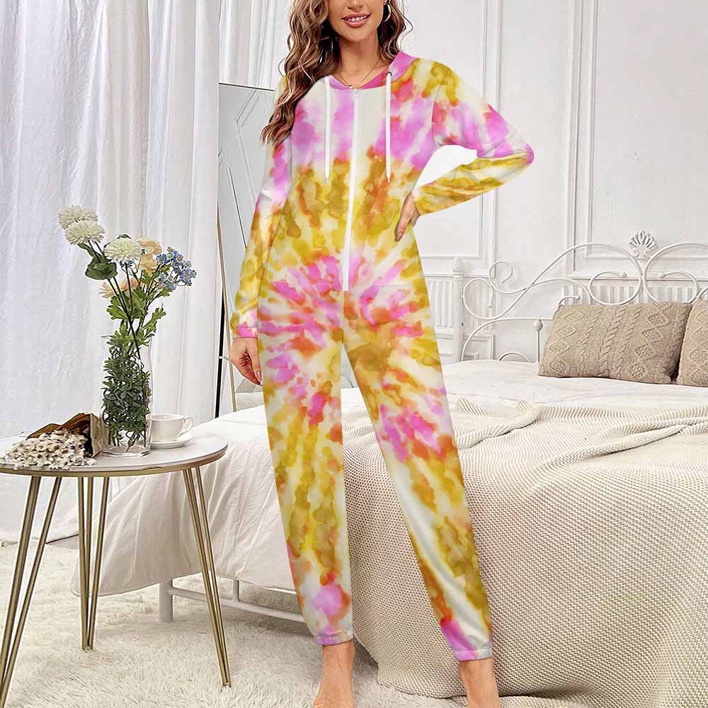 Custom One-piece Zipper Hooded Loungewear