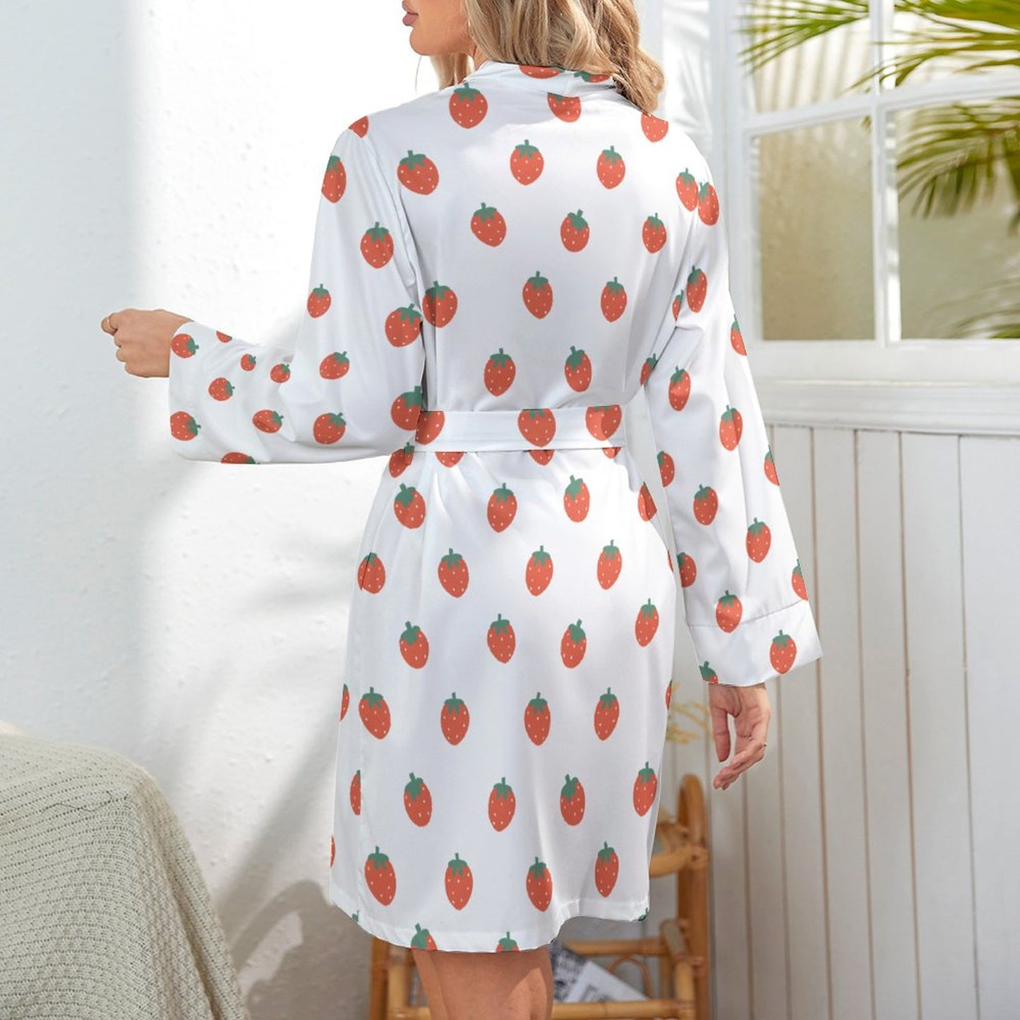 Custom Long Sleeve Belted Robe Nightwear For Women