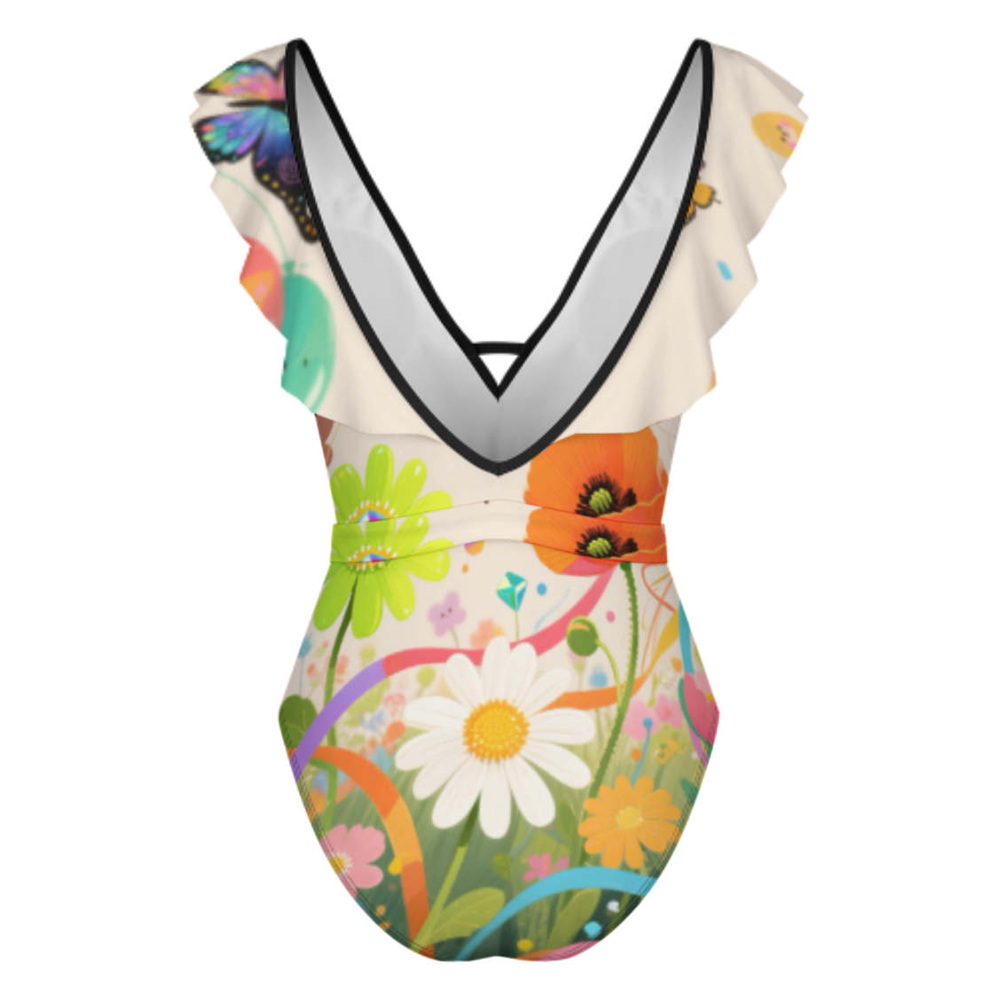 Custom Plunge Neck One-Piece Swimsuit