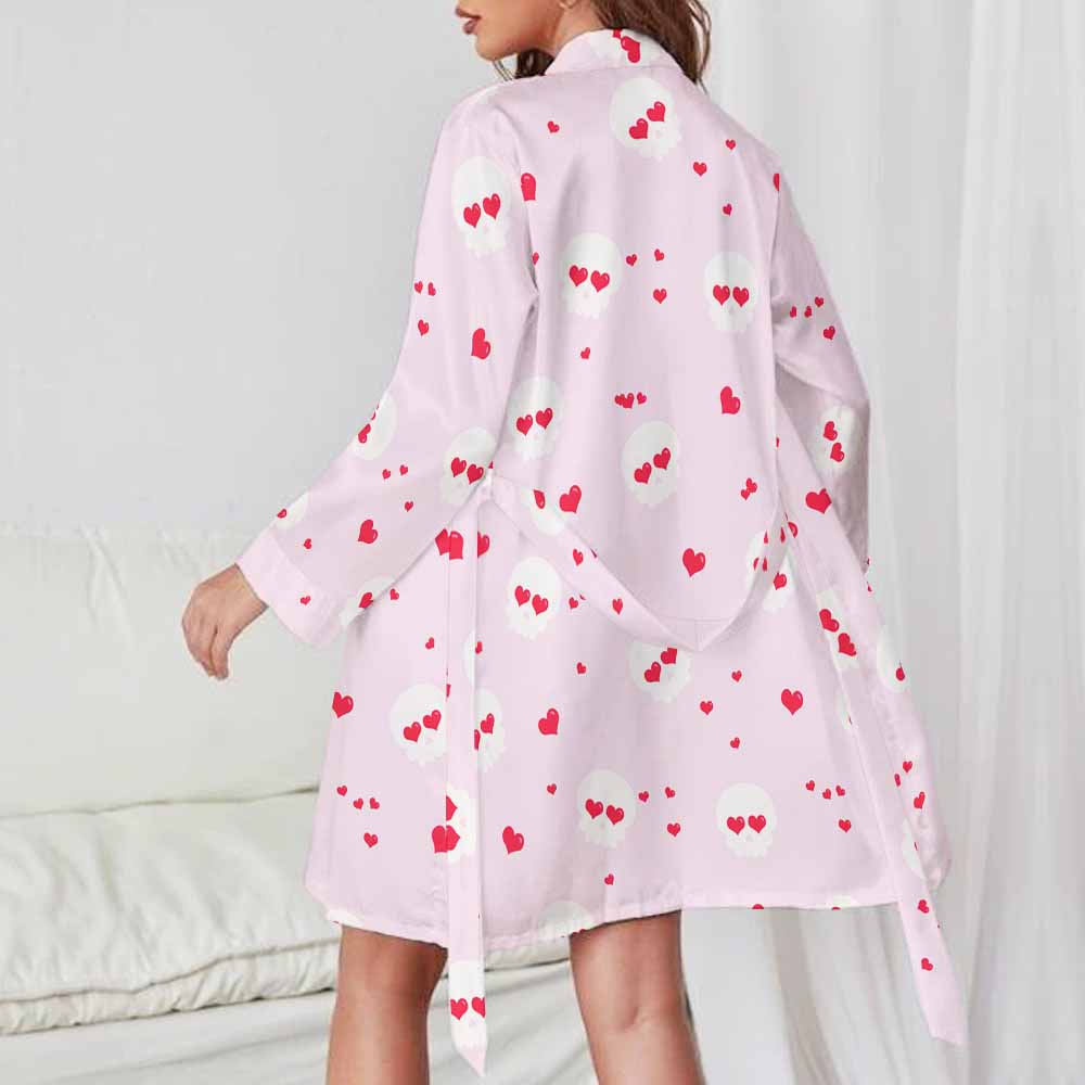 Custom Long Sleeve Belted Robe Nightwear For Women