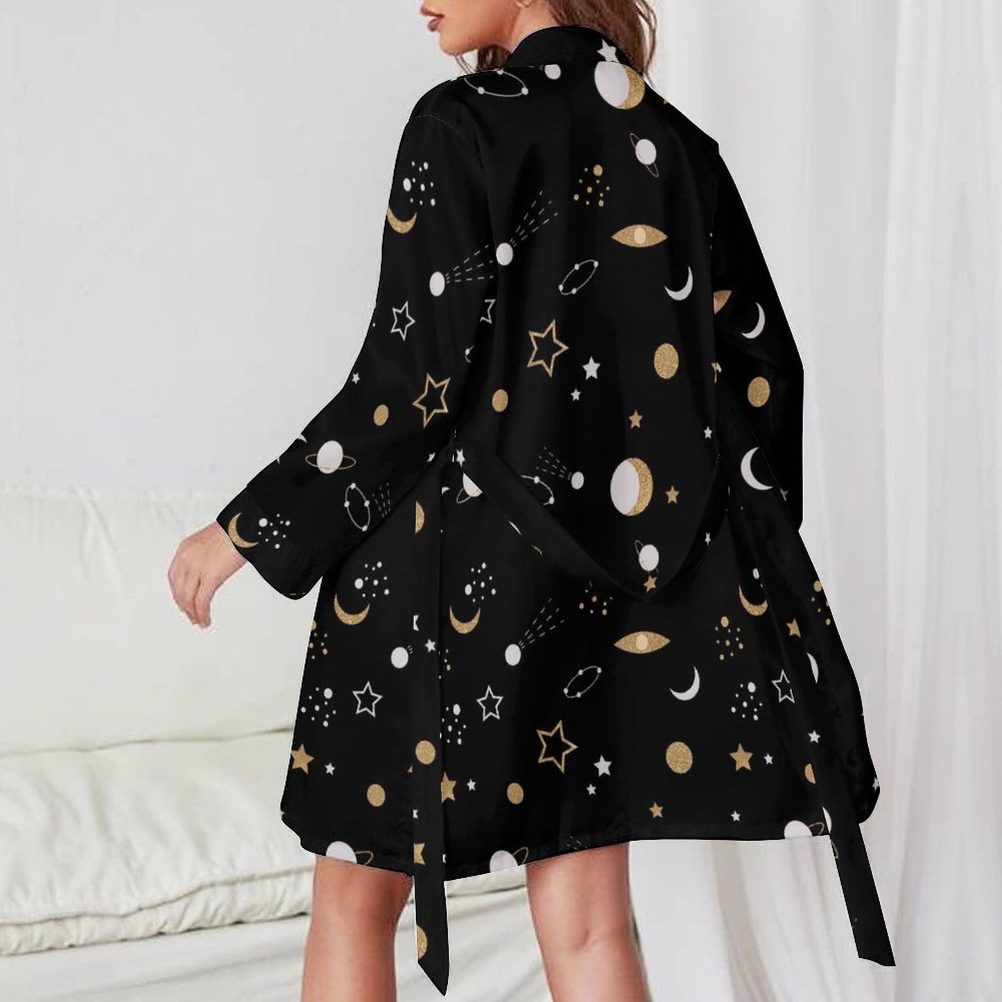 Custom Long Sleeve Belted Robe Nightwear For Women