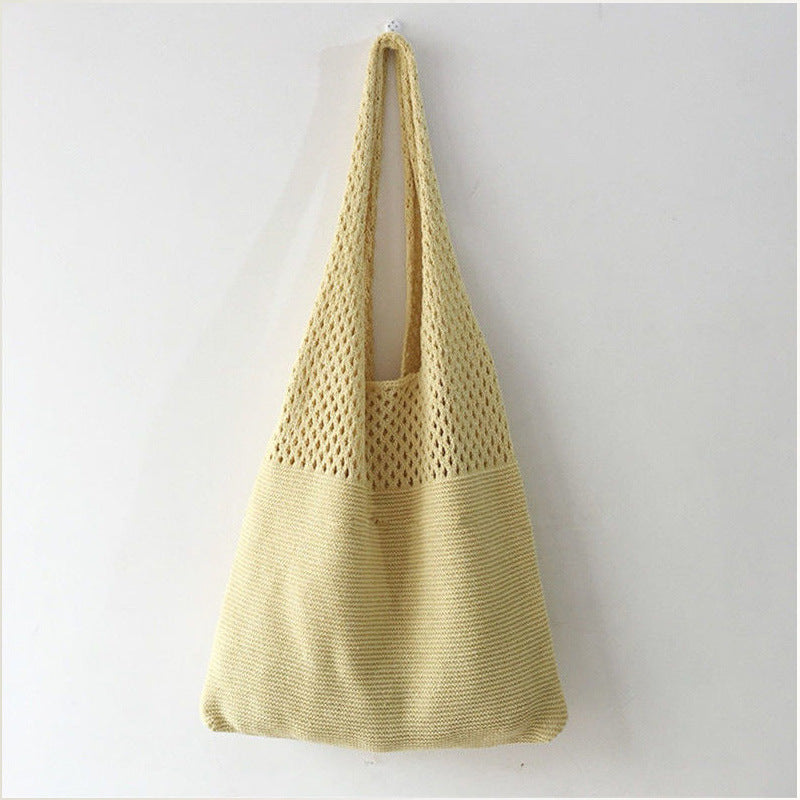 Personalized Embroidered Dopamine Knit Openwork Bag