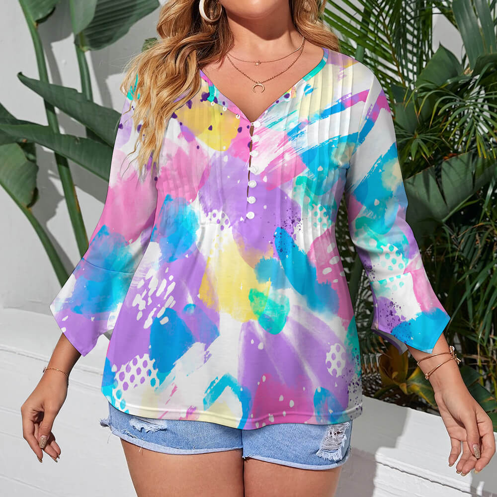 Custom Women's Ruffled Petal Sleeve Top