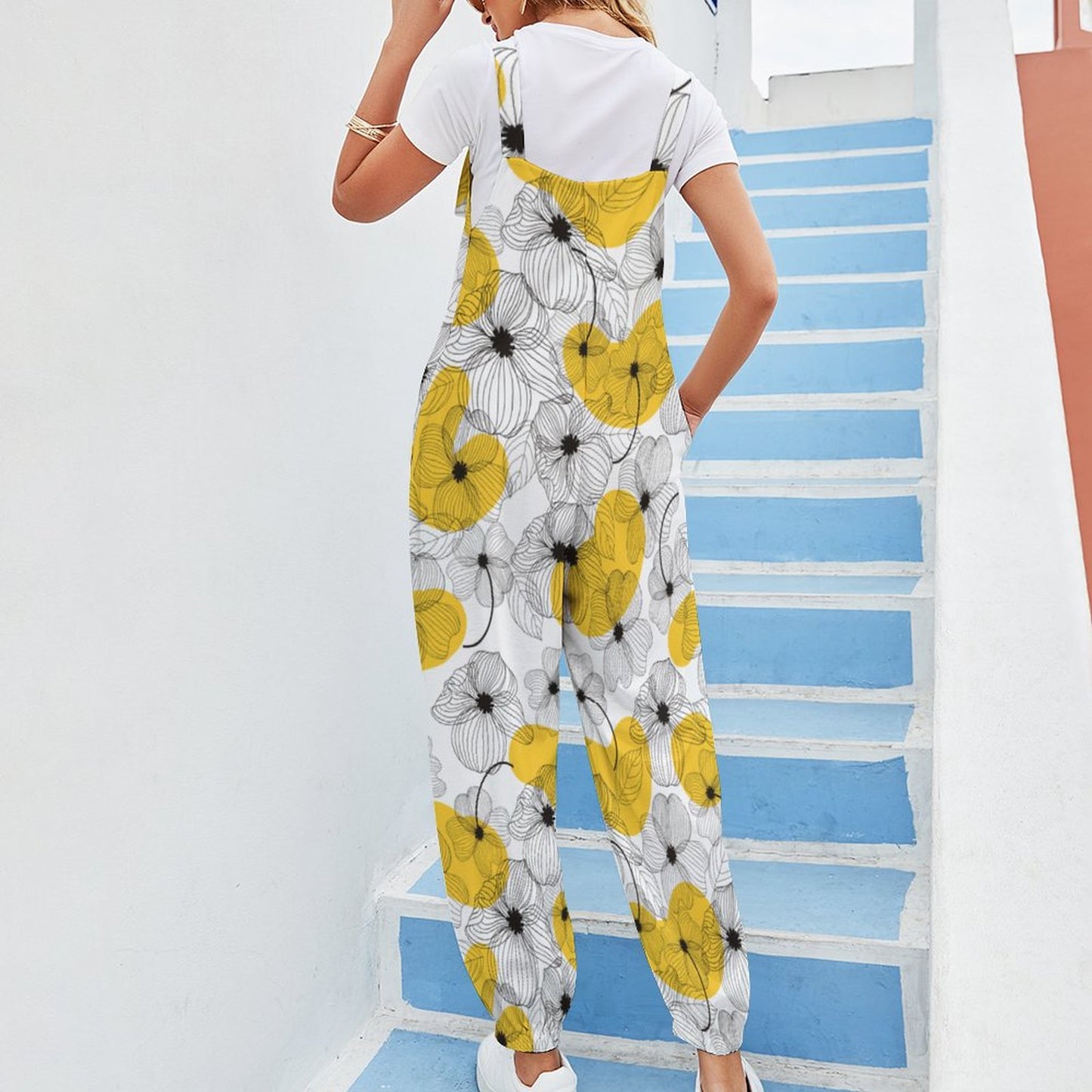 Custom Loose Bow Straps Halter Jumpsuit