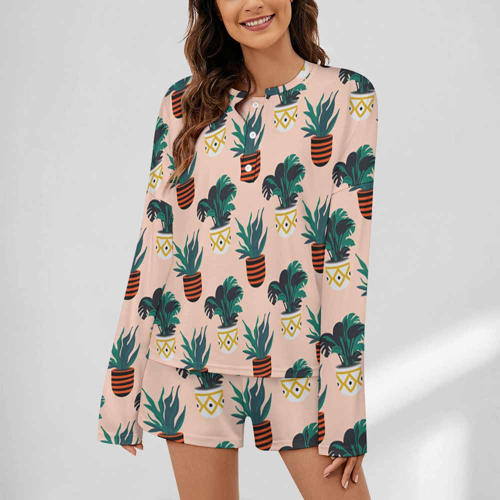 Custom Women's Button-Neck Pajama Set