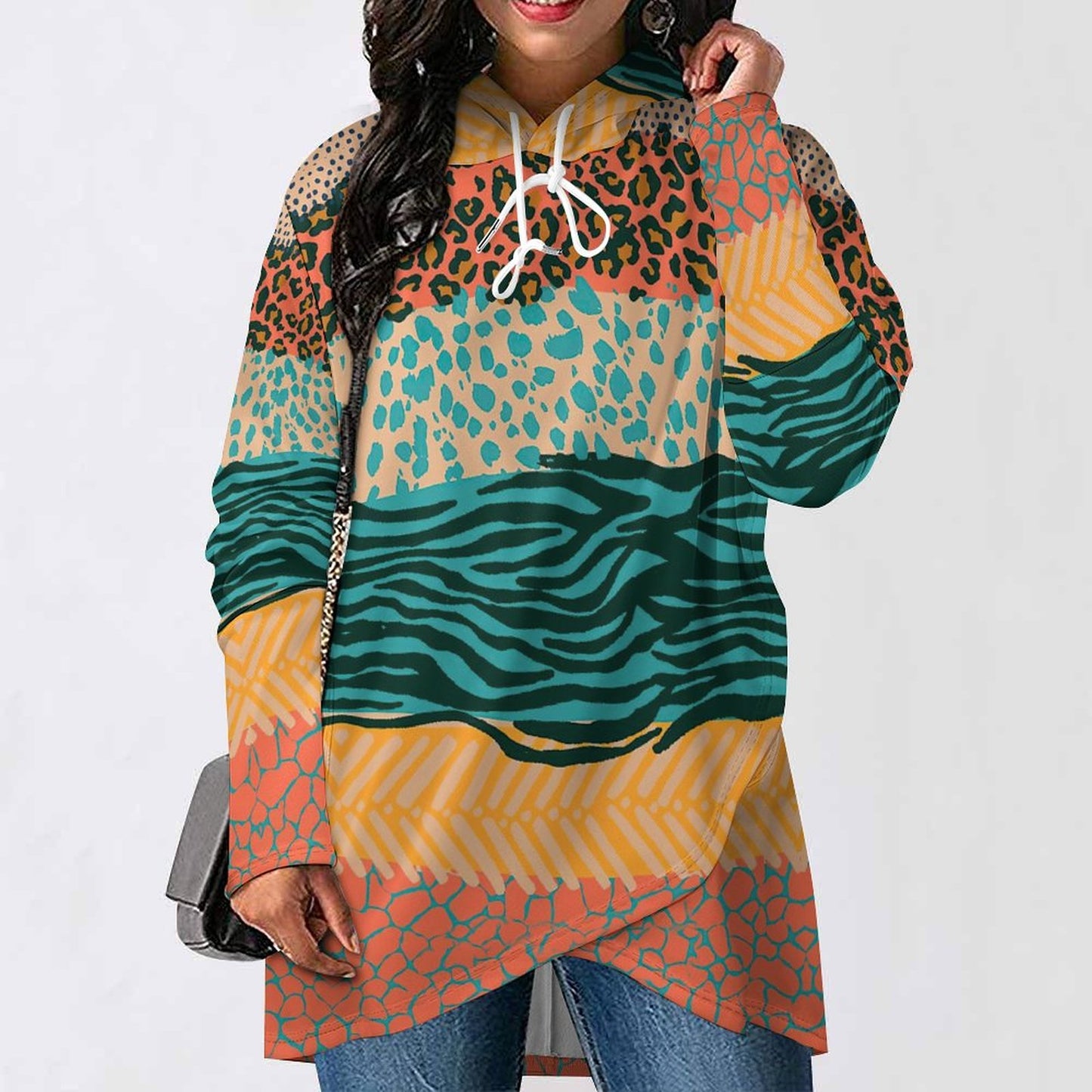 Custom Mid-length Slim Hooded Sweatshirt For Women
