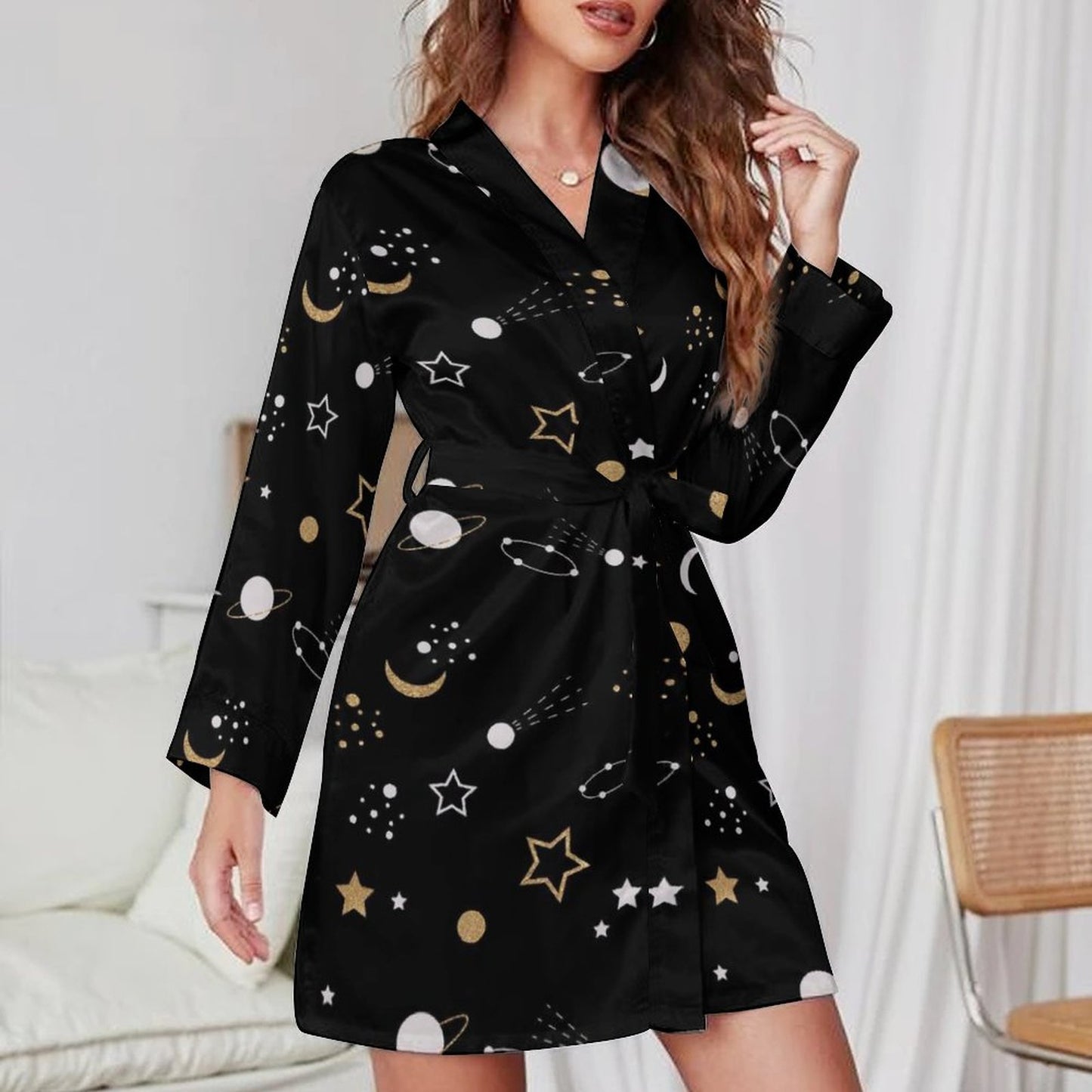 Custom Long Sleeve Belted Robe Nightwear For Women