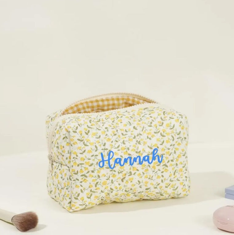 Personalized Embroidered Cotton Makeup Bag