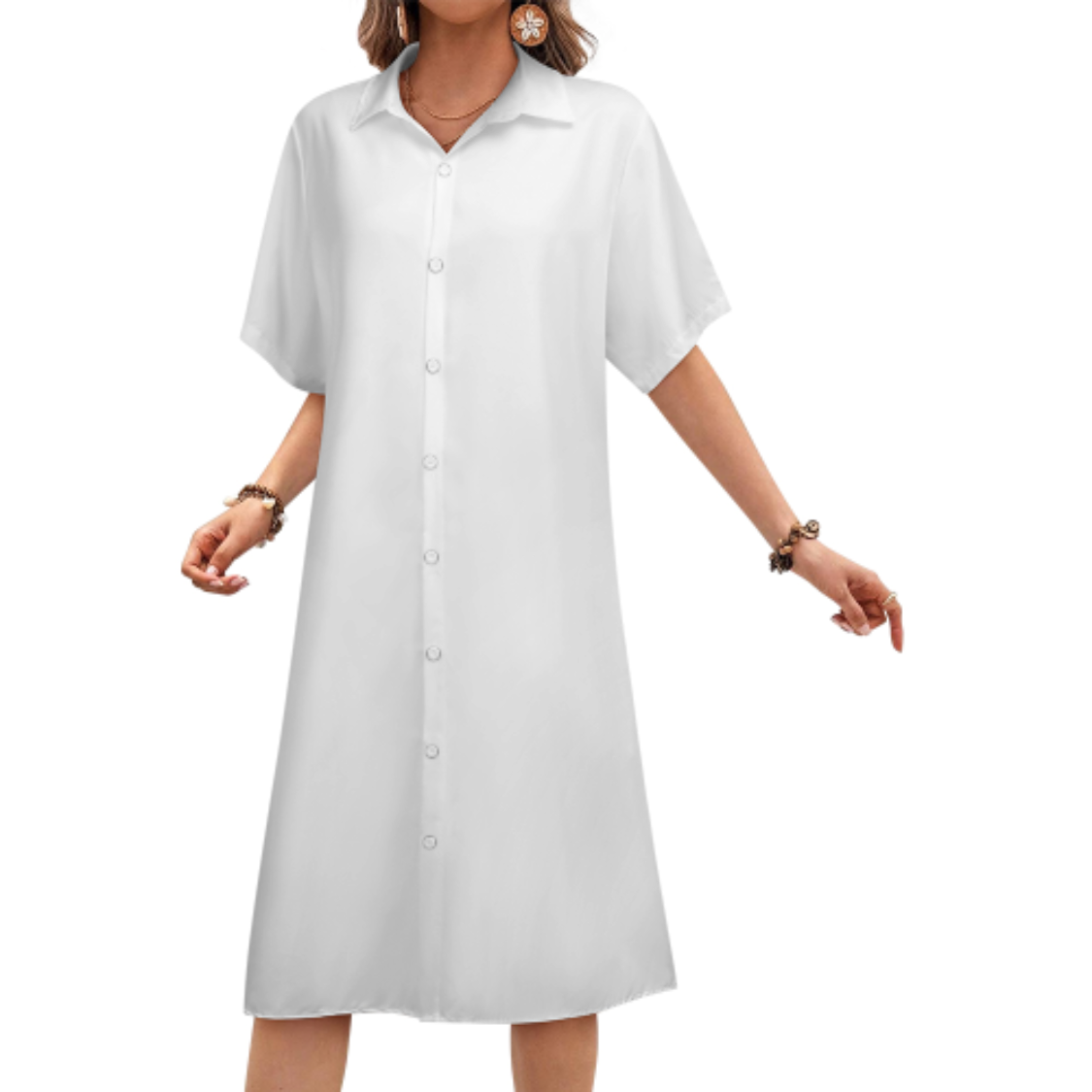 Custom Button-Down Collar Midi Shirtdress