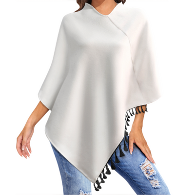 Custom Fringe-Trimmed Knit Cape