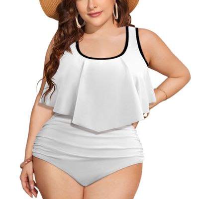 Custom Plus Size High-Waisted Bikini Set - Adjustable Back Straps & Cut-Out Swimwear