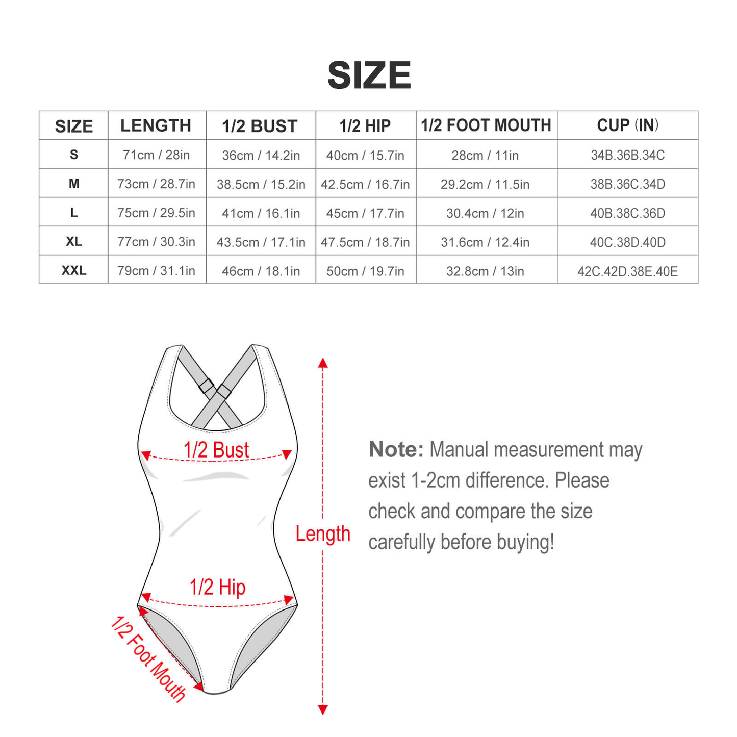 Customizable One-Piece Bikini with Padded Bra - Adjustable Double Strap