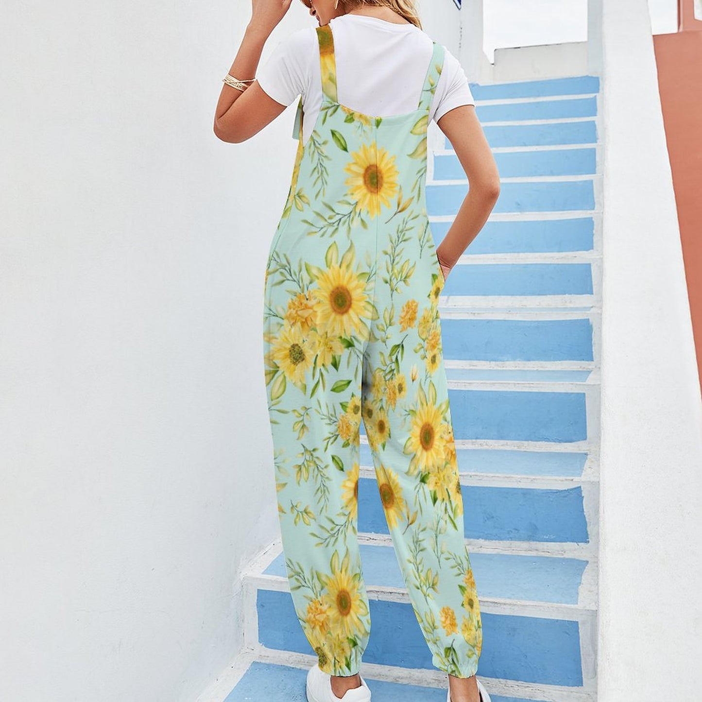 Custom Loose Bow Straps Halter Jumpsuit