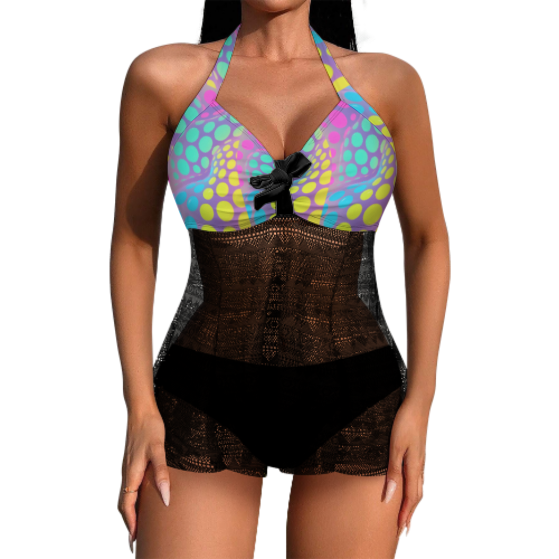 Custom Crisscross Maillot - Adjustable Back Ties & Removable Multi-Size Cups
