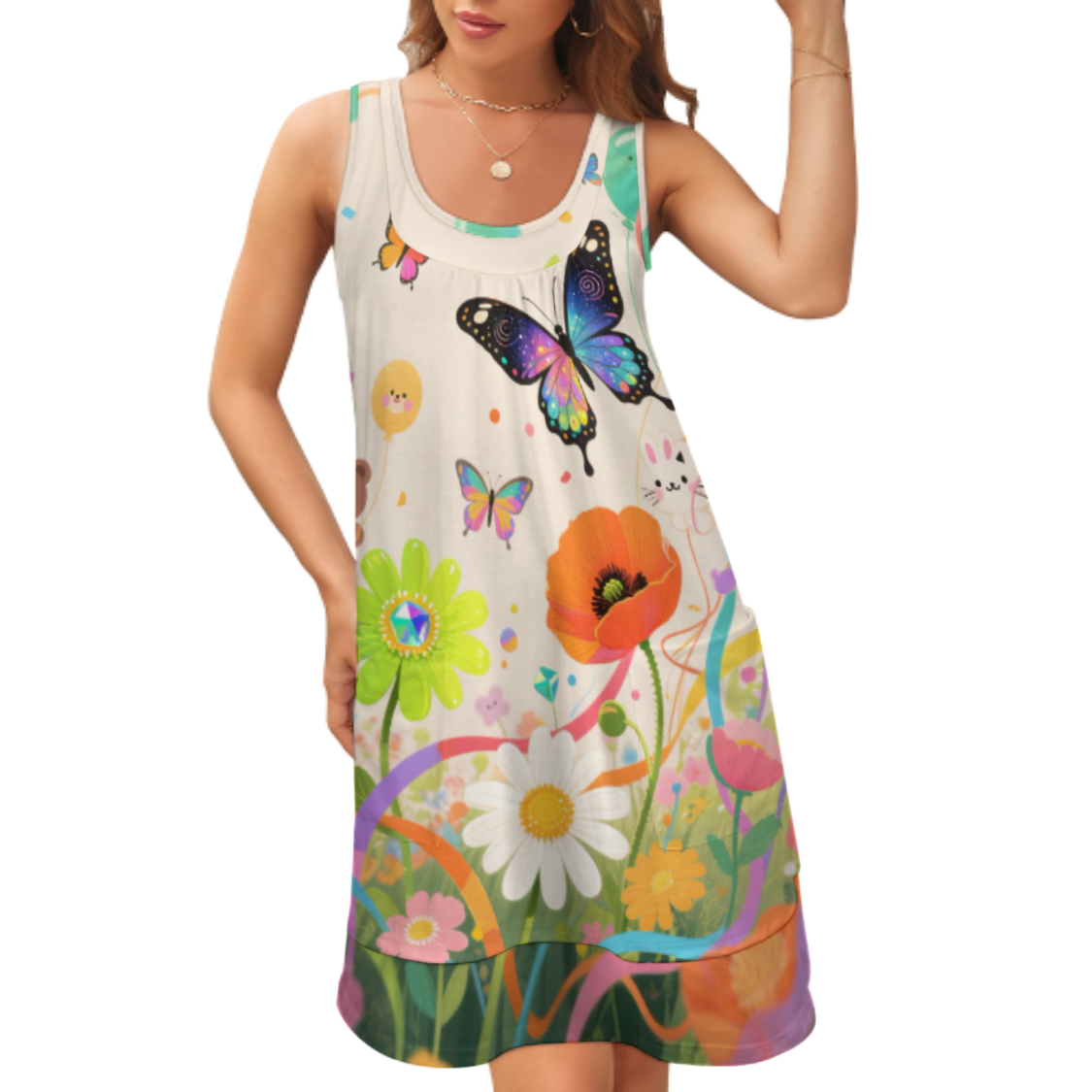 Customizable Sleeveless U-Neck Dress