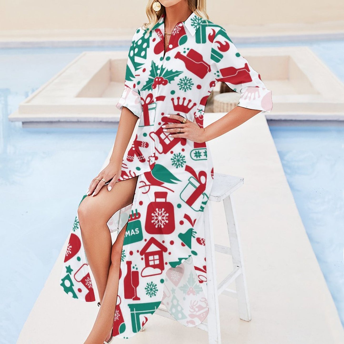 Custom Long Sleeved Shirt Dress
