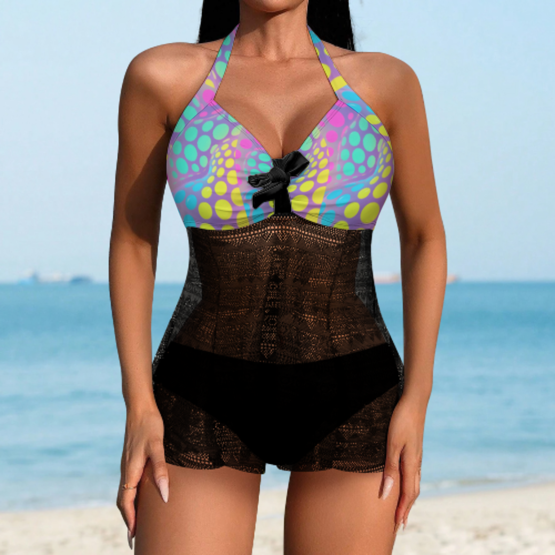 Custom Crisscross Maillot - Adjustable Back Ties & Removable Multi-Size Cups