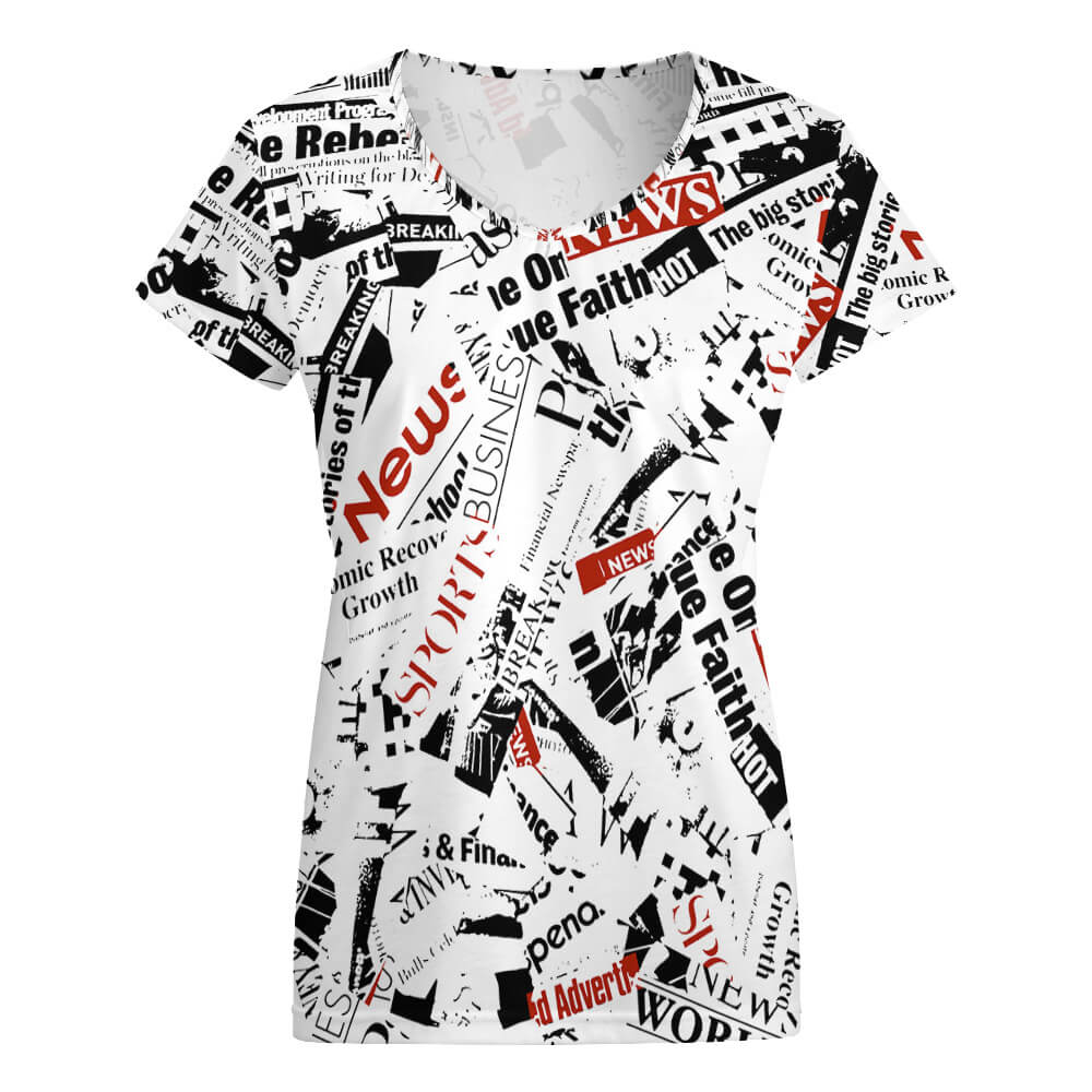 Custom V-neck Short Sleeve T-shirt For Women
