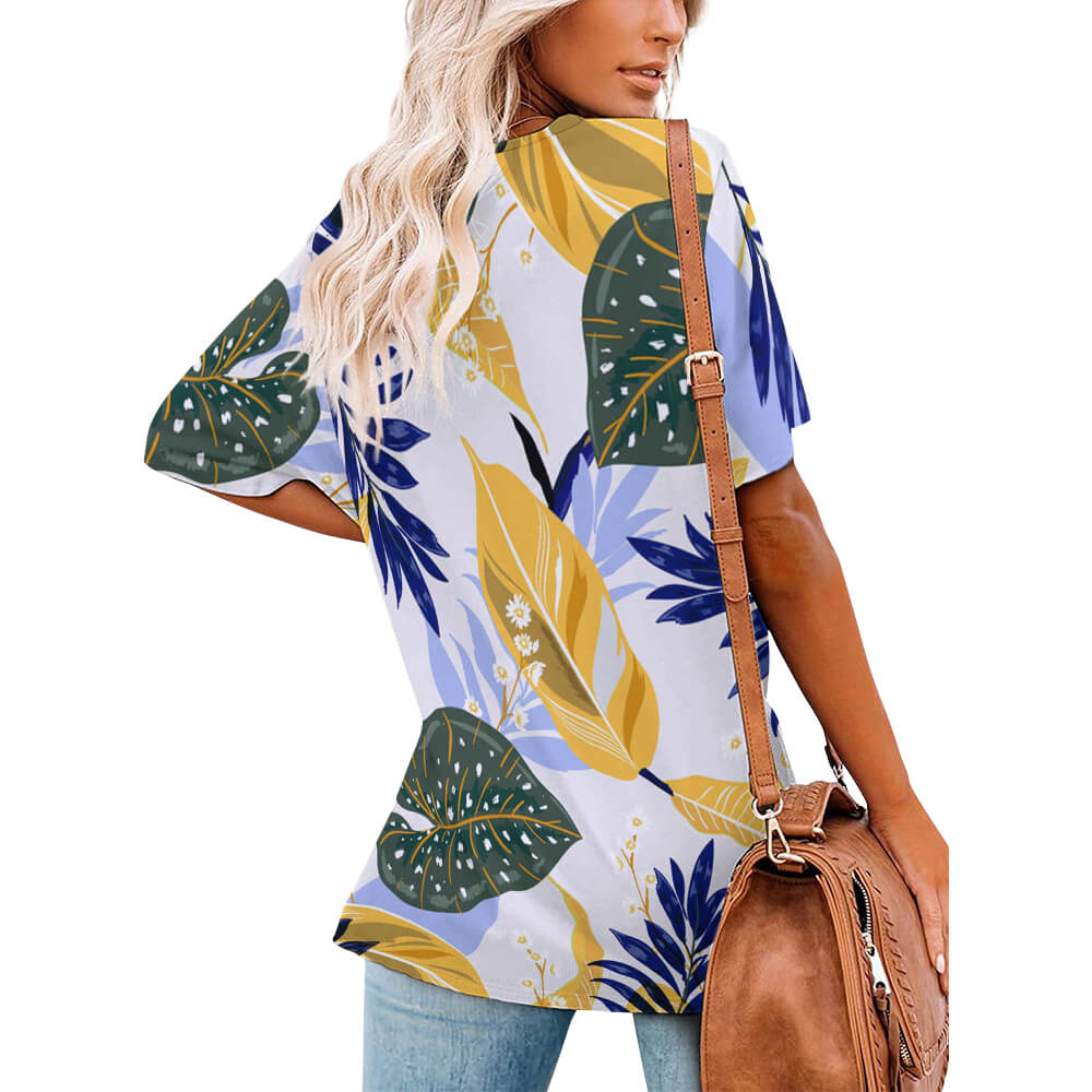 Custom V Neck Short-sleeve Women Shirt Printed T-shirt