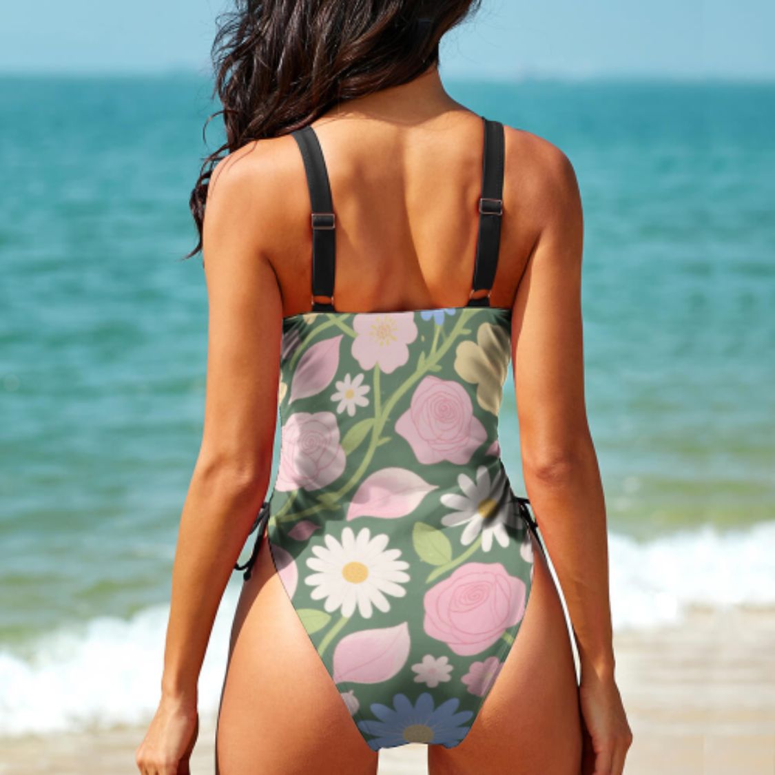 Customizable One-Piece Bikini Swimsuit - Personalized Graphics