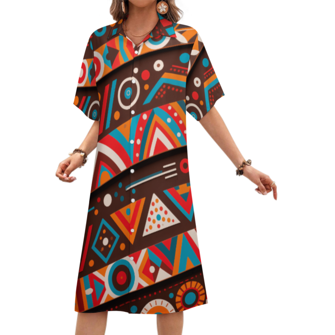 Custom Button-Down Collar Midi Shirtdress