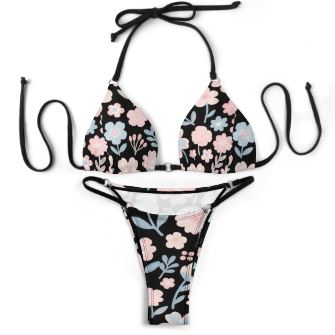 Custom Bikini Set - Adjustable Halter Top & Slimming Triangle Bottoms
