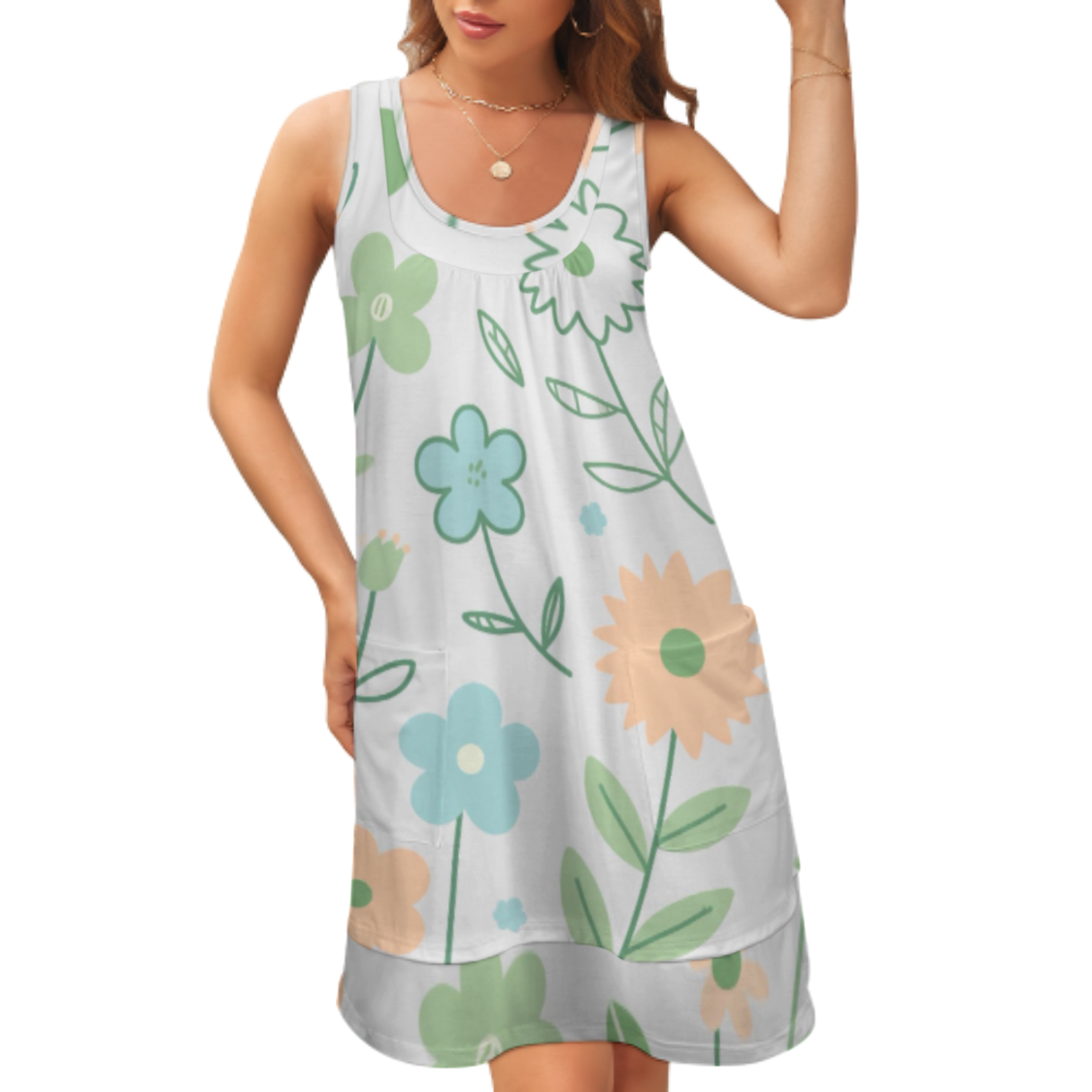 Customizable Sleeveless U-Neck Dress