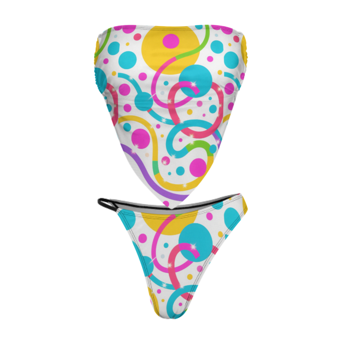 Custom Bikini Set - Detachable Padded Bandeau & Single Tie-Side Hip Enhancer