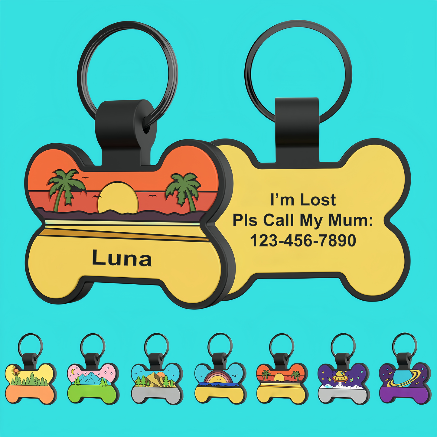 Personalized Silicone Dog and Cat Name ID Tag