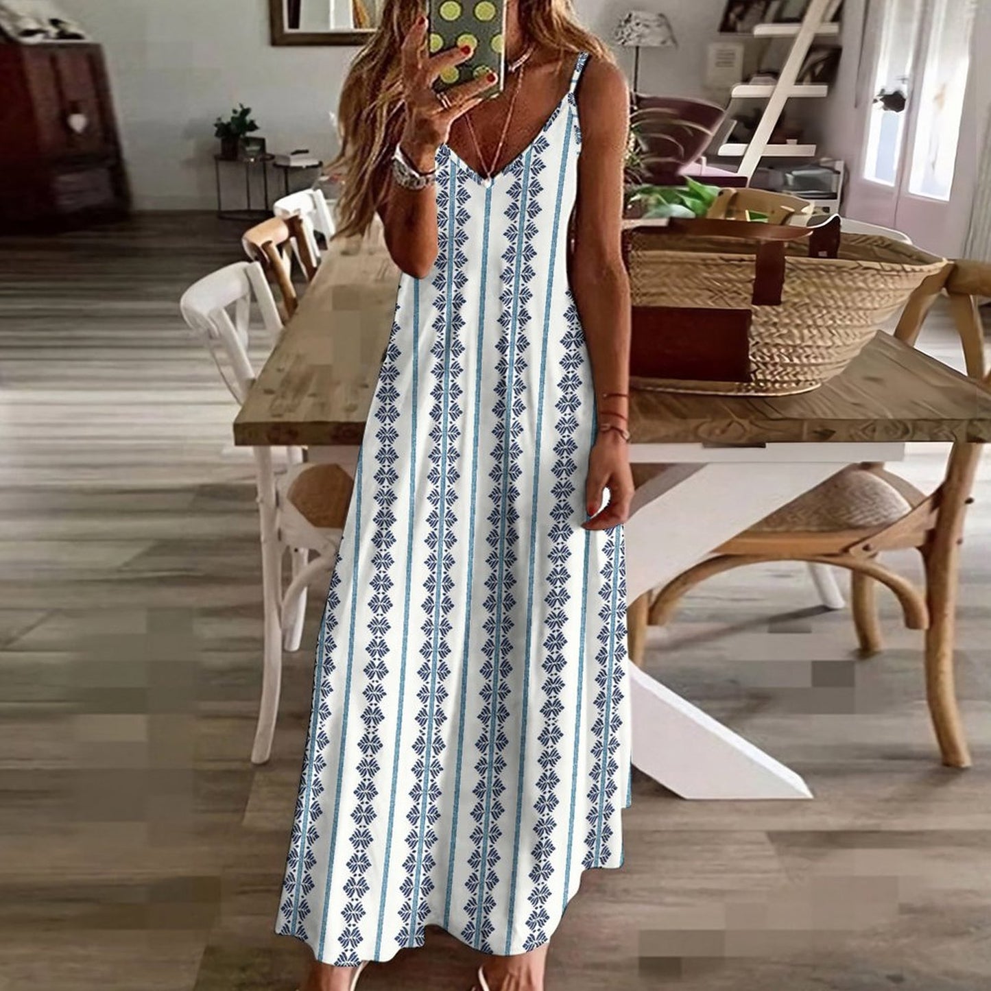 Custom Halter Ankle Length Dress