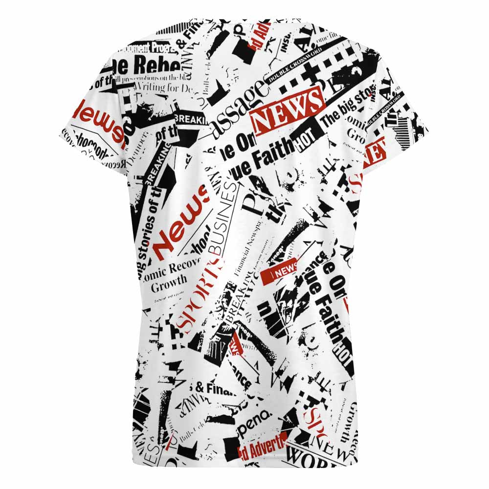 Custom V-neck Short Sleeve T-shirt For Women