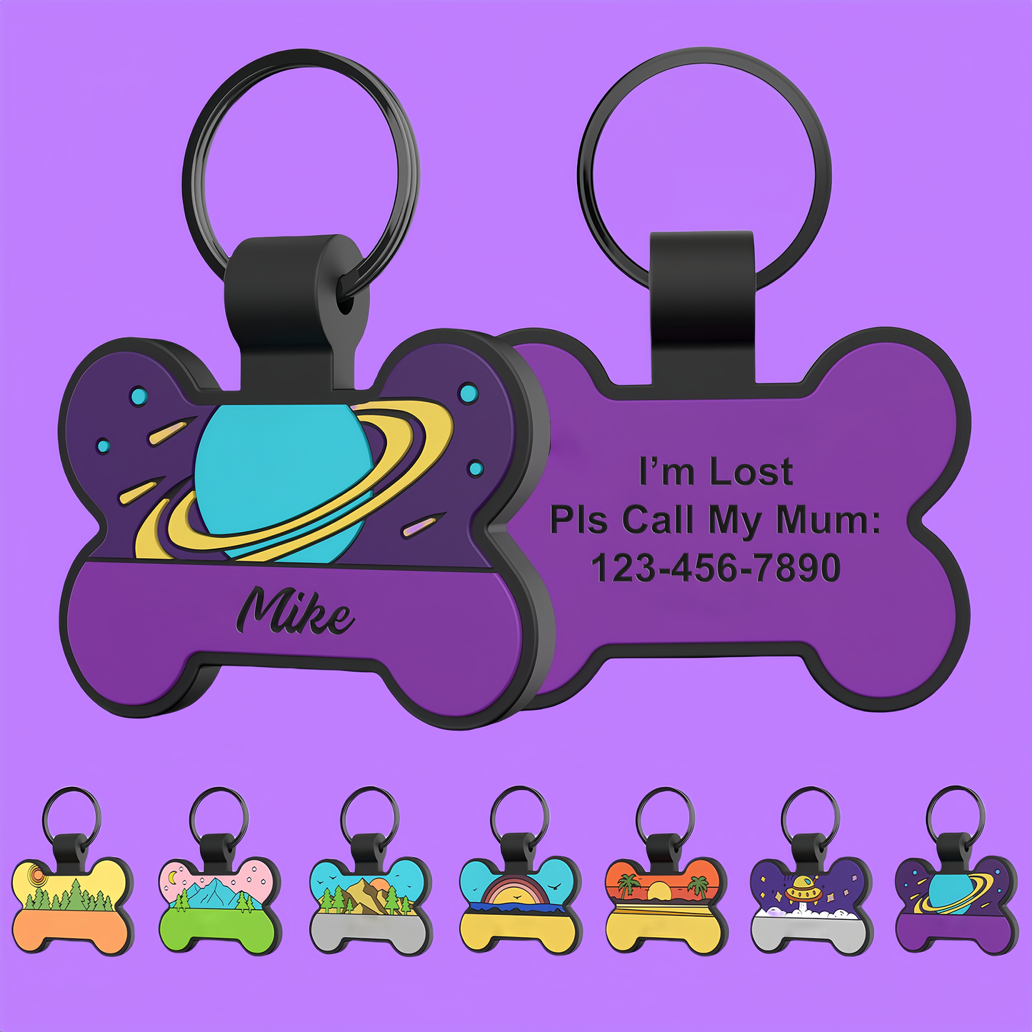 Personalized Silicone Dog and Cat Name ID Tag