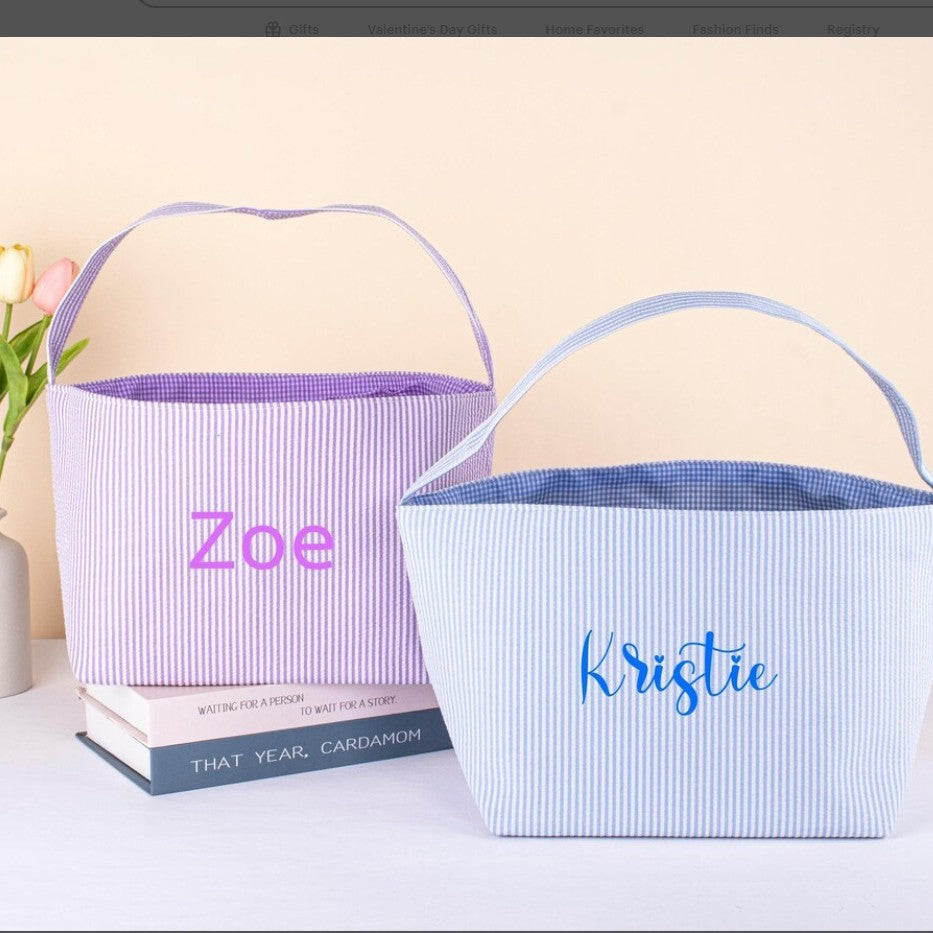 Personalized Embroidered Easter Basket Portable Storage Bucket