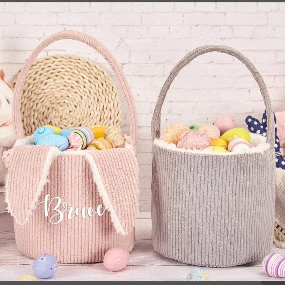 Personalized Embroidered Easter Bunny Basket for Kids