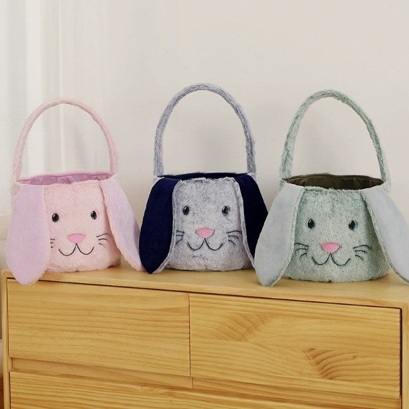 Personalized Embroidered Easter Basket Plush Rabbit Bucket