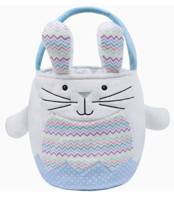 Personalized Embroidered Striped Plush Easter Basket