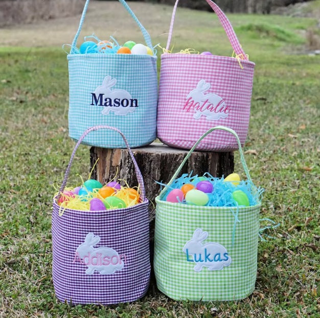 Personalized Cute Embroidered Easter Basket