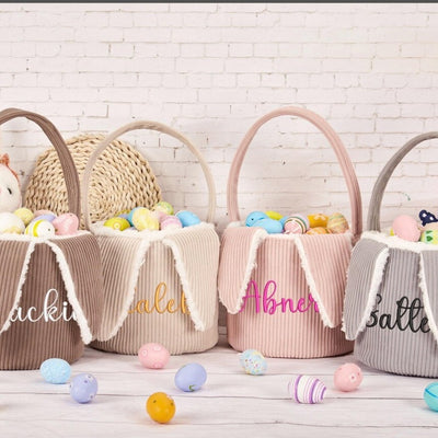 Personalized Embroidered Easter Bunny Basket for Kids