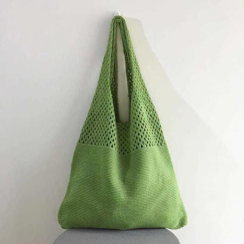 Personalized Embroidered Dopamine Knit Openwork Bag