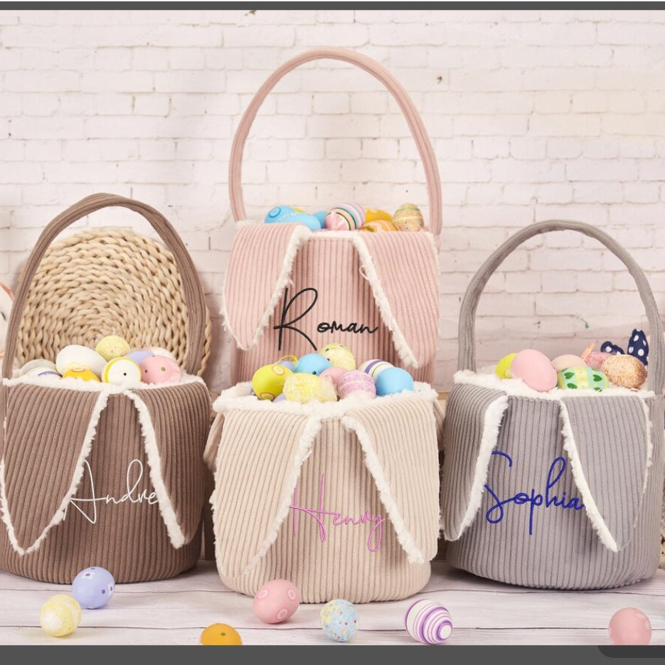Personalized Embroidered Easter Bunny Basket for Kids