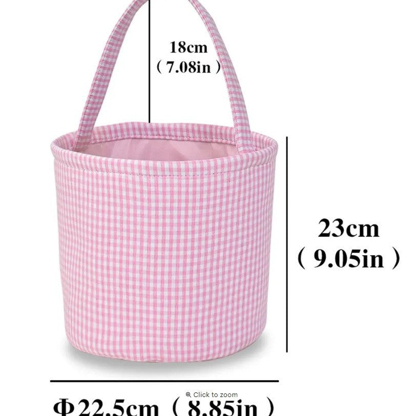 Personalized Embroidered Checkered Easter Basket