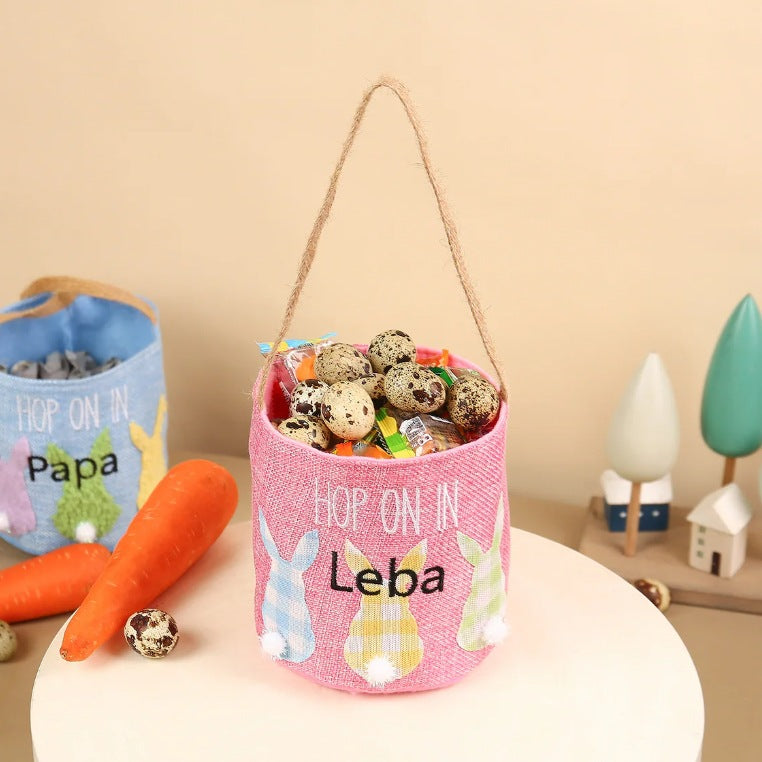 Personalized Embroidered Easter Basket Nonwoven Fabric