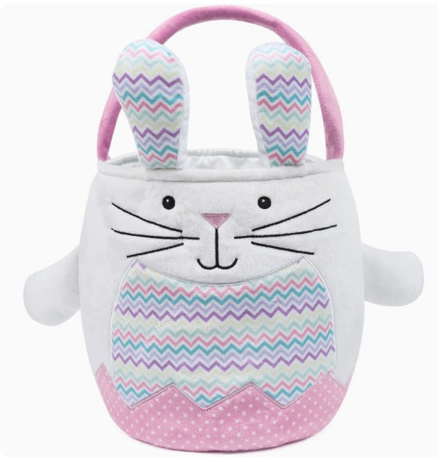 Personalized Embroidered Striped Plush Easter Basket