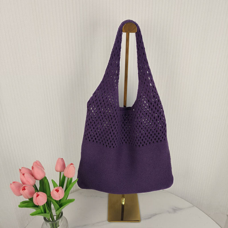 Personalized Embroidered Dopamine Knit Openwork Bag