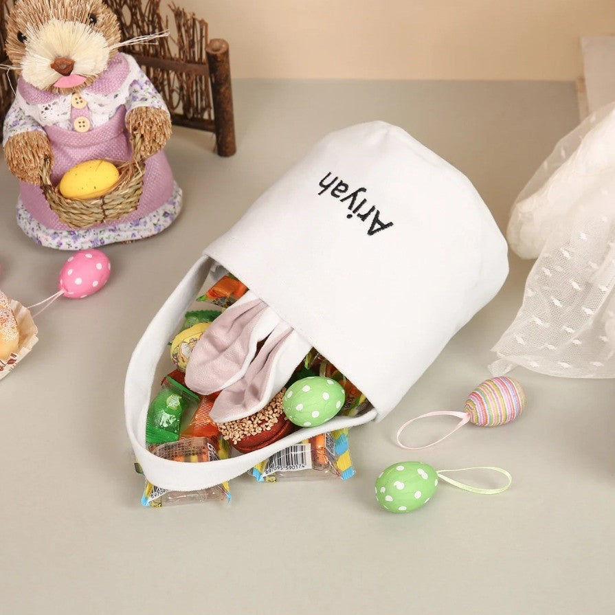 Personalized Easter Bunny Tote Bag Rabbit Ears Basket